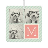 Minze und Korallenfoto-Collage Custom Monogram Autolufterfrischer (Vorderseite)