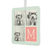 Minze und Korallenfoto-Collage Custom Monogram Autolufterfrischer (Links)