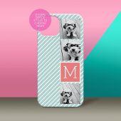 Minze und Korallenfoto-Collage Custom Monogram Case-Mate iPhone Hülle