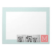 Minze und Korallenfoto-Collage Custom Monogram Notizblock (Vorderseite)