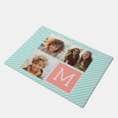 Minze- und Korallenfoto-Collage mit benutzerdefini Fußmatte (Schrägansicht)