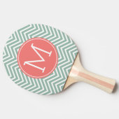 Minze und Korallenschürze mit kundenspezifischer M Tischtennis Schläger (Seitenansicht)