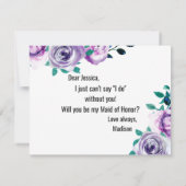 Minze und Lila Blume werden Sie meine Trauzeugin s Einladung (Rückseite)