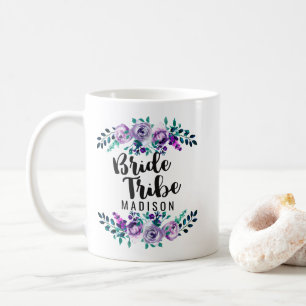 Minze und Lila Blumenreath Wedding Bride Stamm Kaffeetasse