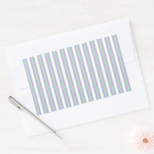 Minze und lila Kerzenstreifen Rechteckiger Aufkleber (Umschlag)