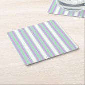 Minze und lila Kerzenstreifen Rechteckiger Pappuntersetzer (angewinkelt)