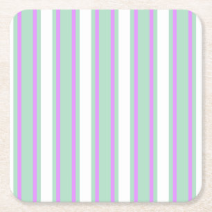 Minze und lila Kerzenstreifen Rechteckiger Pappuntersetzer