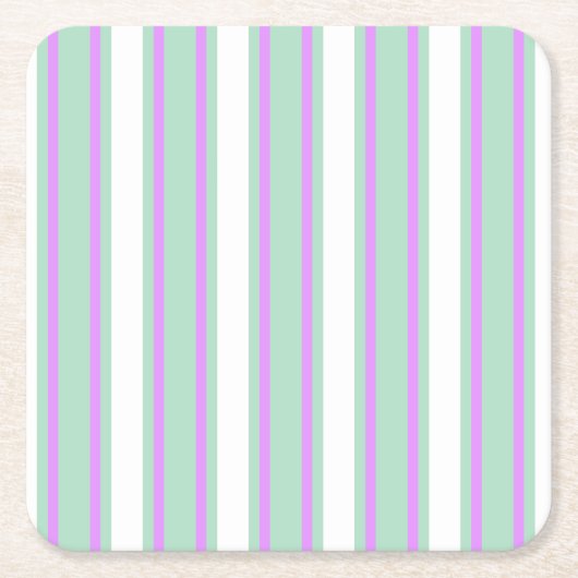 Minze und lila Kerzenstreifen Rechteckiger Pappuntersetzer (Vorderseite)
