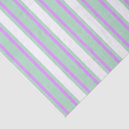 Minze und lila Kerzenstreifen Seidenpapier (Ausschnitt)
