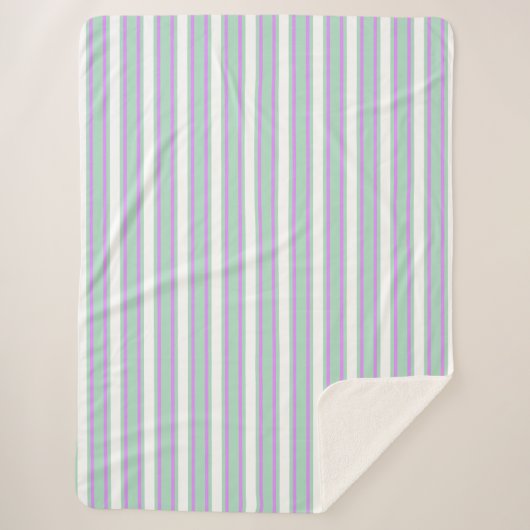 Minze und lila Kerzenstreifen Sherpadecke (Vorderseite)