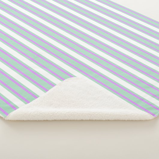 Minze und lila Kerzenstreifen Sherpadecke (3/4)