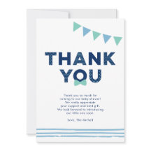 Minze und Marine | Moderne Babydusche Danke Karte