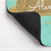 Minze und Marmor mit Gold Foil und Glitzer Mousepad (Ecke)