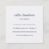 Minze und Navy-Monogramm Quadratische Visitenkarte (Rückseite)