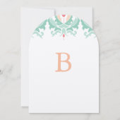 Minze und Peach Damask Einladung zur Hochzeit (Rückseite)