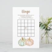 Minze und Peach Pumpkin Gender Reveal Bingo Game (Stehend Vorderseite)