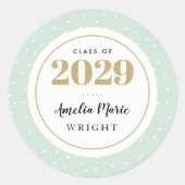 Minze und Personalisierter Abschluss Runder Aufkleber (Vorderseite)