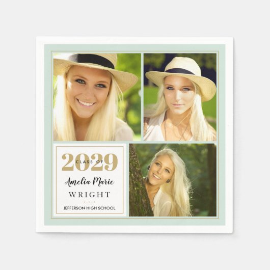 Minze und Personalisierter Abschluss Serviette (Vorderseite)