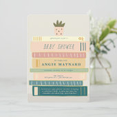 Minze und rosa Bücher für Babydusche Einladung (Stehend Vorderseite)