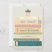 Minze und rosa Bücher für Babydusche Einladung (Vorderseite)