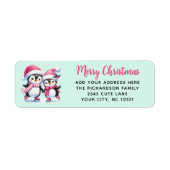 Minze und Rosa Frohe Weihnachtseis Skaten Pinguine (Vorne)