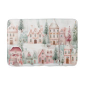 Minze und rosa Gemütliche Wasserfarben Winterlands Badematte (Vorderseite)