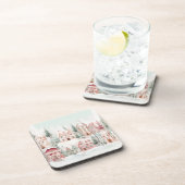 Minze und rosa Gemütliche Wasserfarben Winterlands Getränkeuntersetzer (Rechte Seite)