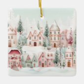 Minze und rosa Gemütliche Wasserfarben Winterlands Keramikornament (Vorderseite)