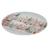 Minze und rosa Gemütliche Wasserfarben Winterlands Schneidebrett (Ecke)