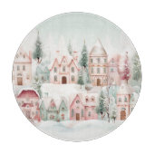 Minze und rosa Gemütliche Wasserfarben Winterlands Schneidebrett (Vorderseite)