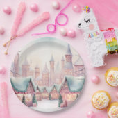 Minze und rosa Gemütlicher Weihnachtsmarkt - Winte Pappteller (Party)