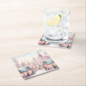 Minze und rosa Gemütlicher Weihnachtsmarkt - Winte Rechteckiger Pappuntersetzer (Vor Ort)