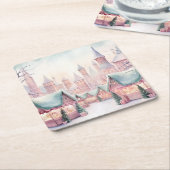 Minze und rosa Gemütlicher Weihnachtsmarkt - Winte Rechteckiger Pappuntersetzer (angewinkelt)