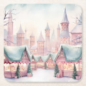 Minze und rosa Gemütlicher Weihnachtsmarkt - Winte Rechteckiger Pappuntersetzer (Vorderseite)