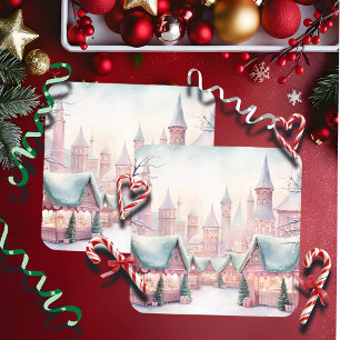 Minze und rosa Gemütlicher Weihnachtsmarkt - Winte Rechteckiger Pappuntersetzer