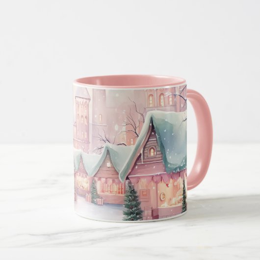 Minze und rosa Gemütlicher Weihnachtsmarkt - Winte Tasse (VorderseiteRechts)