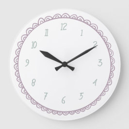 Minze und rosa Minimalistische Hand Draodle Große Wanduhr