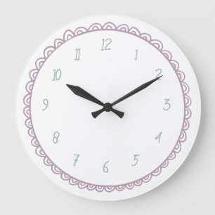 Minze und rosa Minimalistische Hand Draodle Große Wanduhr