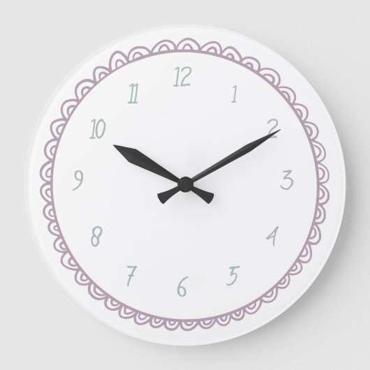 Minze und rosa Minimalistische Hand Draodle Große Wanduhr (Vorderseite)