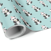 Minze und rosa Panda-Design Geschenkpapier (Rolleneckpunkt)