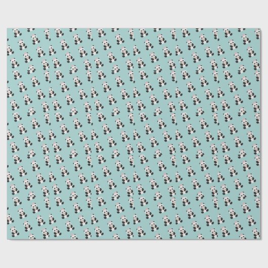 Minze und rosa Panda-Design Geschenkpapier (Flach)