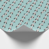 Minze und rosa Panda-Design Geschenkpapier (Ecke)