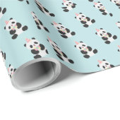 Minze und rosa Panda-Design Geschenkpapier (Rolleneckpunkt)