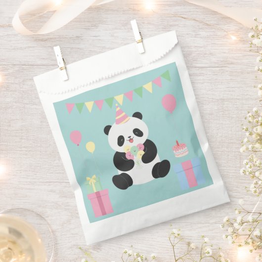 Minze und rosa Panda-Design Geschenktütchen (Ausgeschnitten)