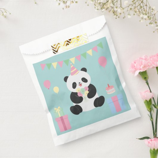 Minze und rosa Panda-Design Geschenktütchen (Versiegelt)