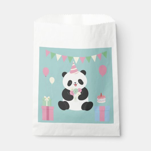 Minze und rosa Panda-Design Geschenktütchen (Vorderseite)