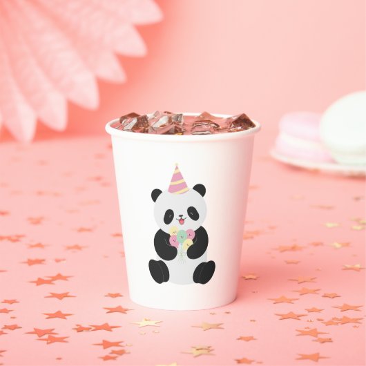 Minze und rosa Panda-Design Pappbecher (Insitu)