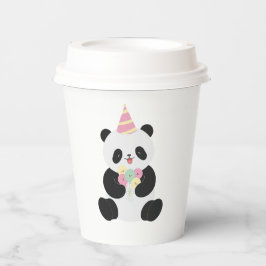 Minze und rosa Panda-Design Pappbecher