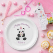 Minze und rosa Panda-Design Pappteller (Party)