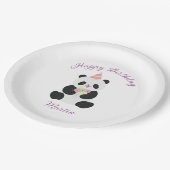 Minze und rosa Panda-Design Pappteller (Schrägansicht)